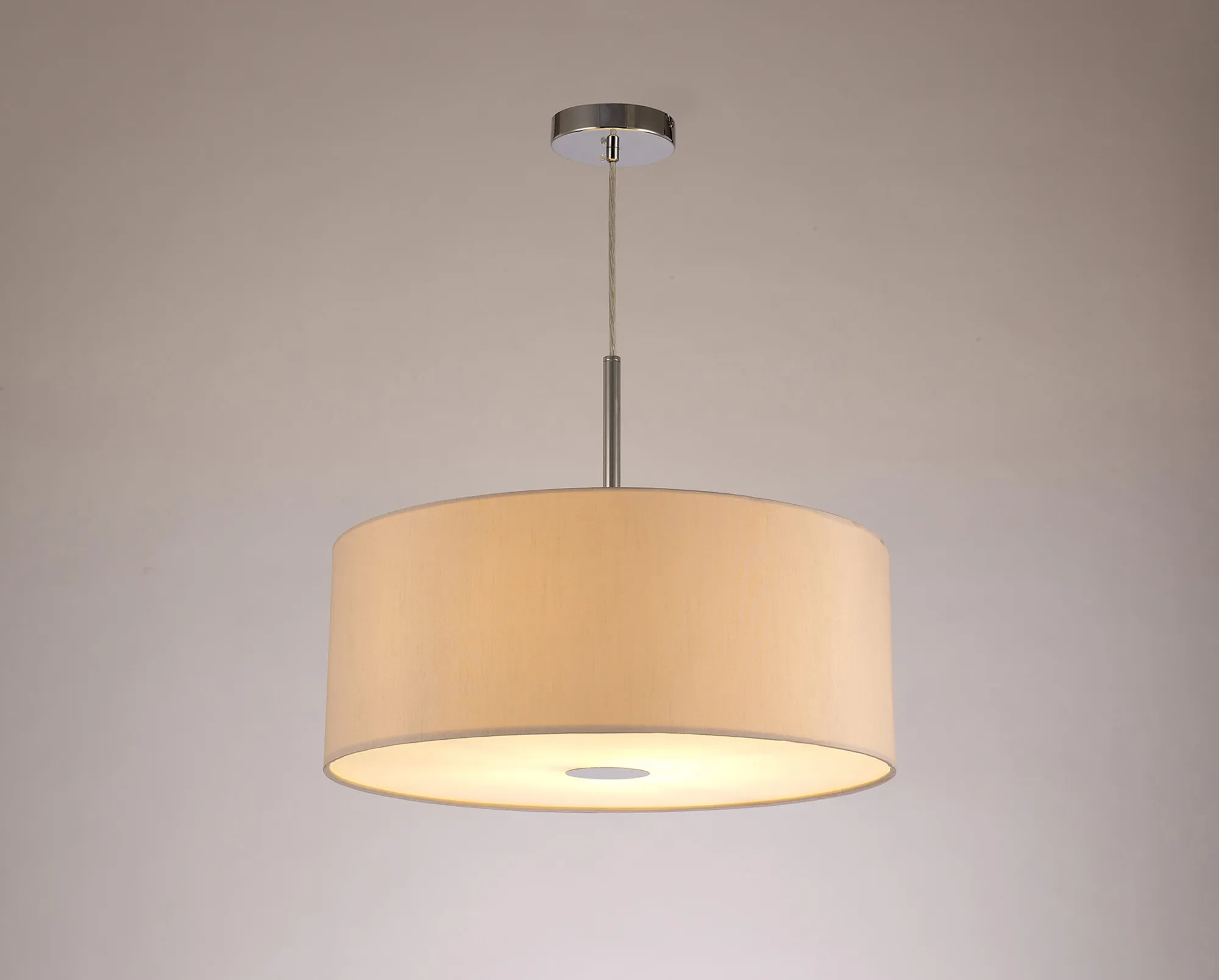 Baymont 50cm Pendant 1 Light Polished Chrome, Nude Beige/Moonlight, Frosted Diffuser DK0144  Deco Baymont CH NU
